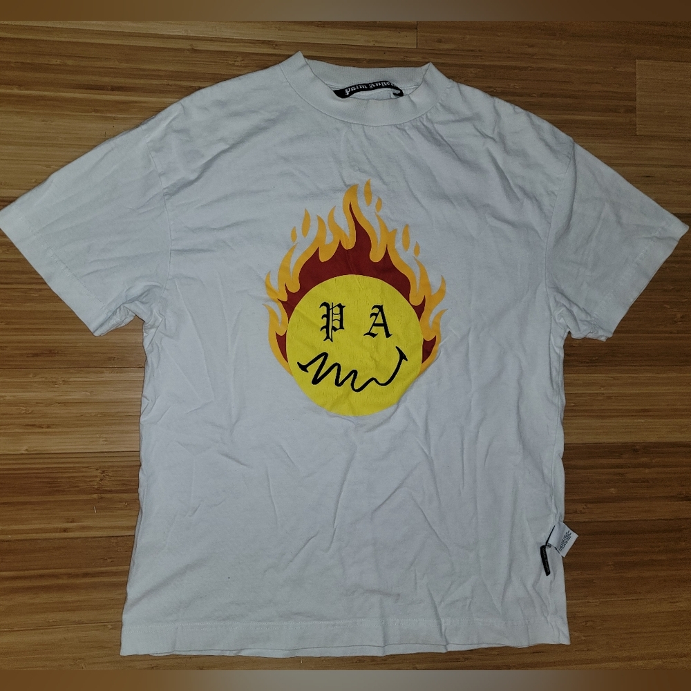 Palm Angels White T-Shirt with Black Label